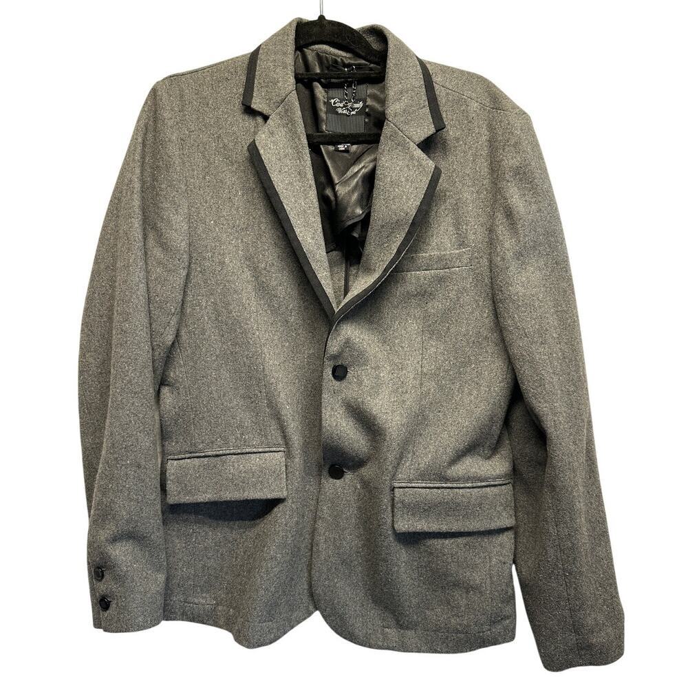 Civil Society Men's Gray Sport Coat UNSTRUCTURED Jacket Sergon Cuff Wool Blazer